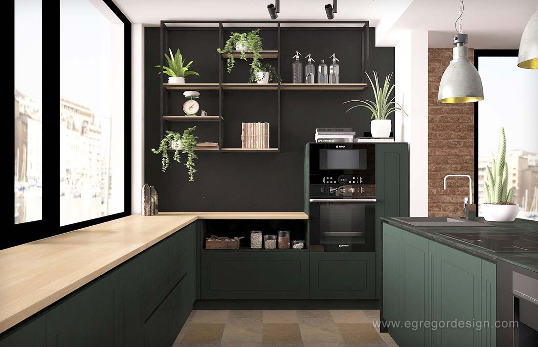 Bucatarie industriala mdf, design mobila PAL MDF.