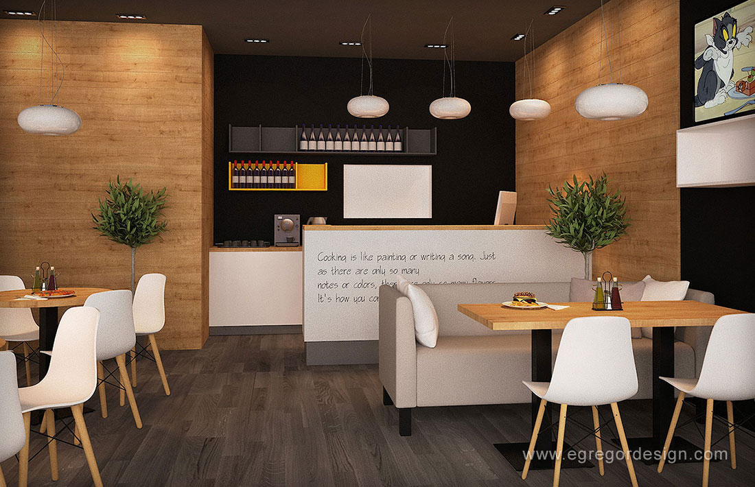 Pizzeria flavours baia mare pal mdf, design mobilier pentru cuplu tanar.