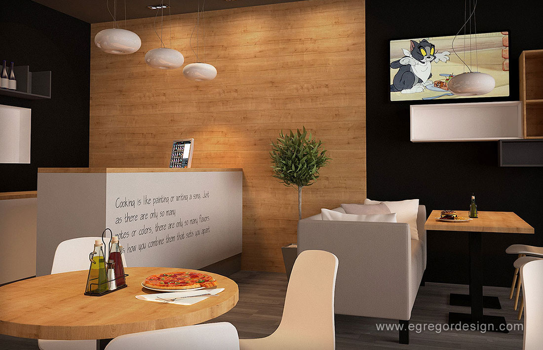 Pizzeria flavours baia mare pal mdf, proiectare mobila PAL MDF ieftina Cluj.