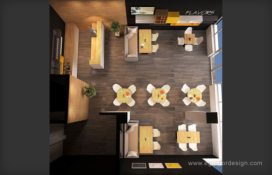 Pizzeria flavours baia mare pal mdf, vizualizare 3d bonus.