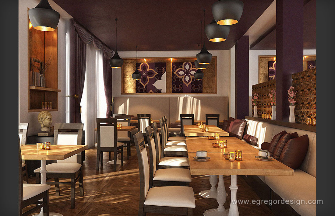 Restaurant indian pal mdf, planuri de amenajare interioara.