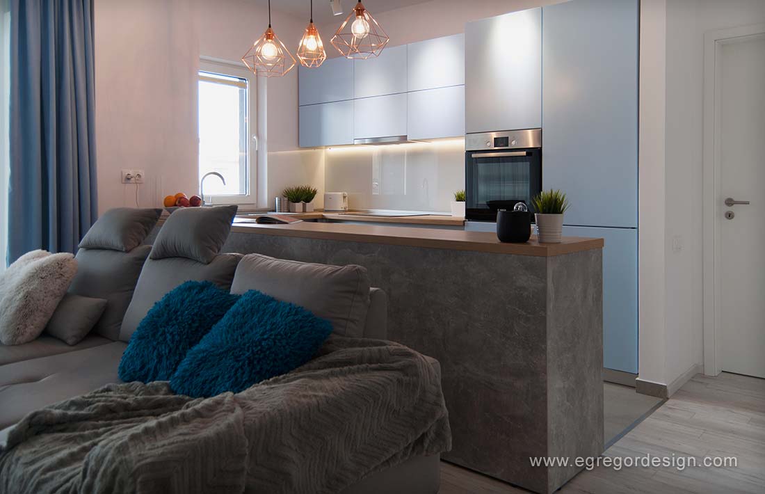 Mobila living la comanda, , PAL textura beton.